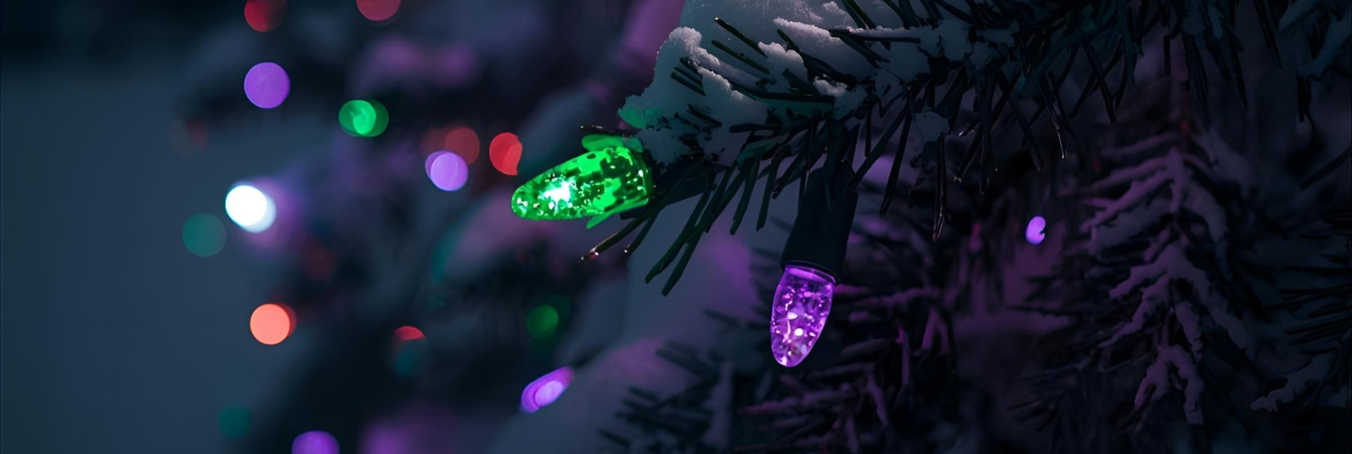 Colourful lights in a tree