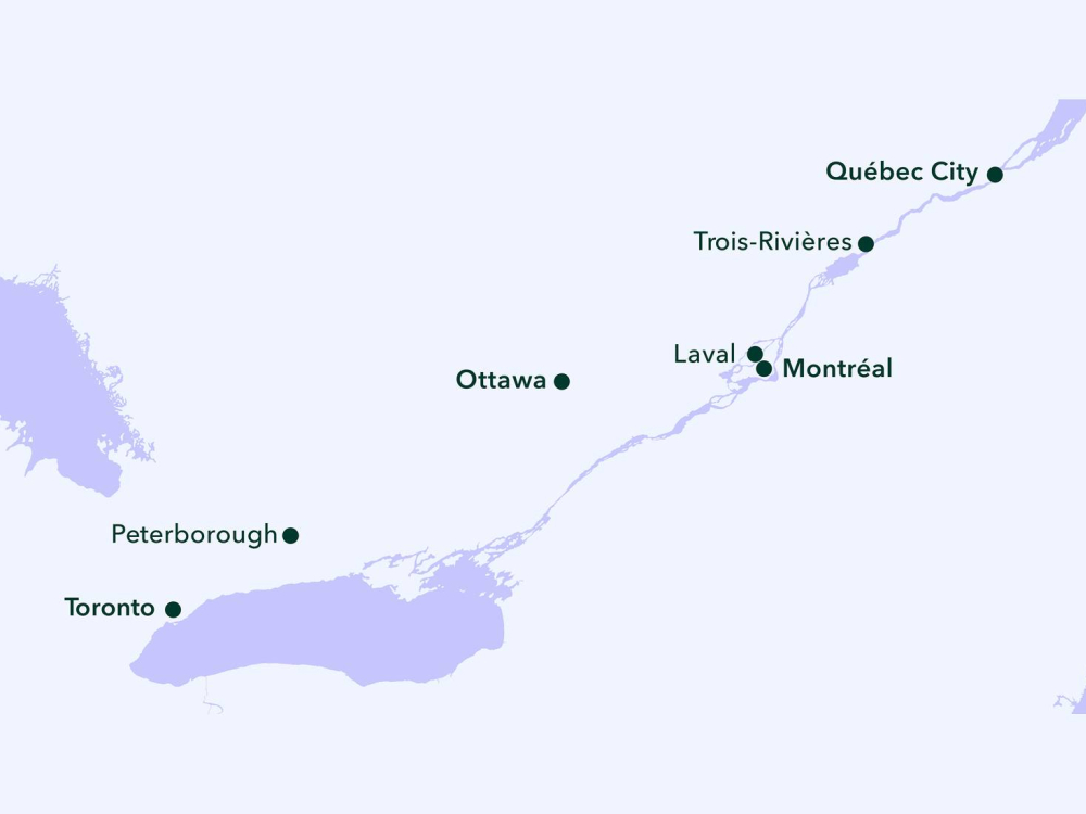 Map of the stops planned for the Alto network