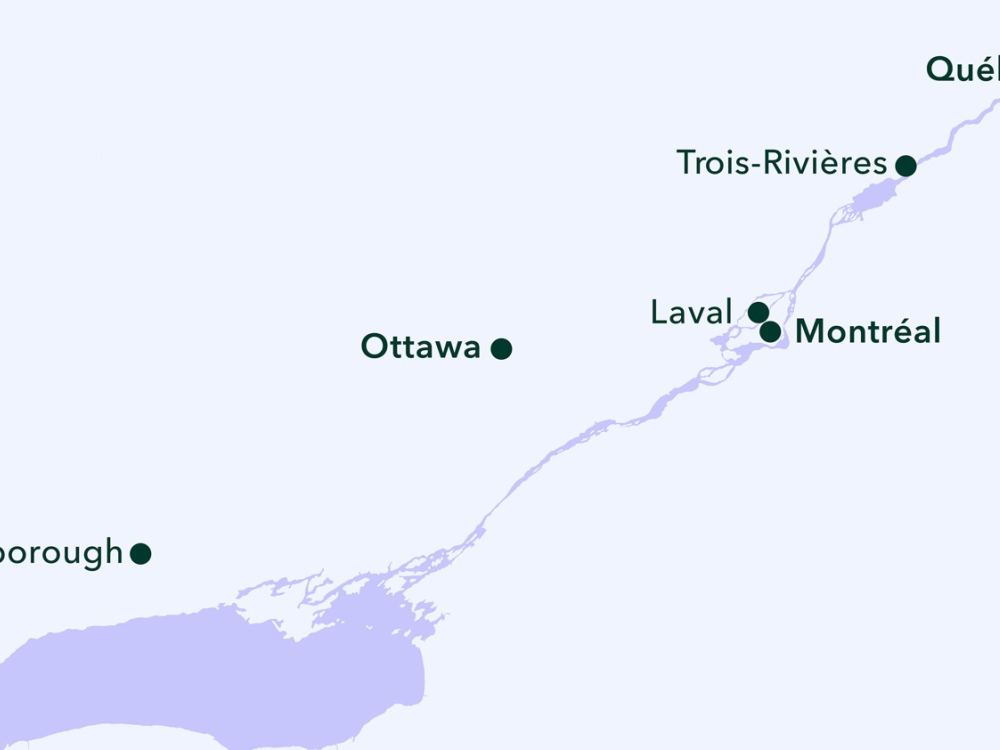 Carte des arrêts prévus pour le réseau Alto